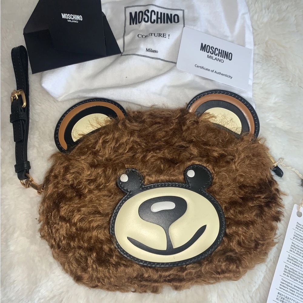 Moschino Furry Brown Bear Kids Bag